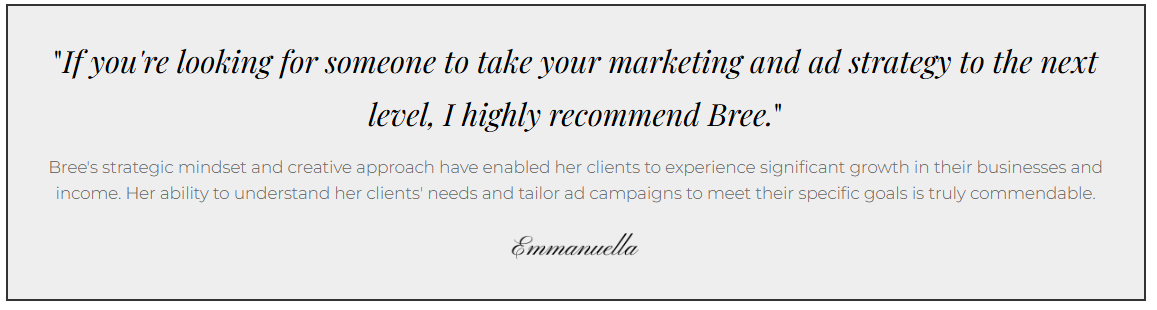 Client testimonial